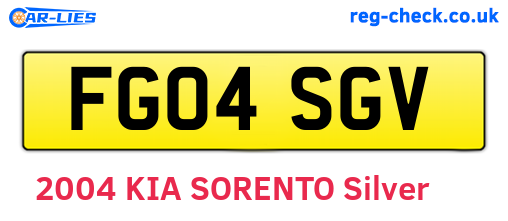 FG04SGV are the vehicle registration plates.