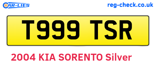 T999TSR are the vehicle registration plates.