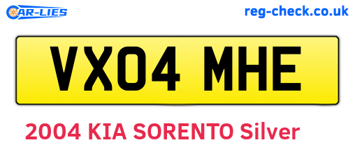 VX04MHE are the vehicle registration plates.