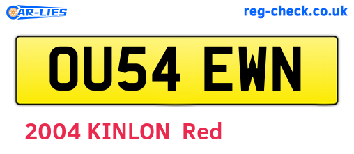 OU54EWN are the vehicle registration plates.