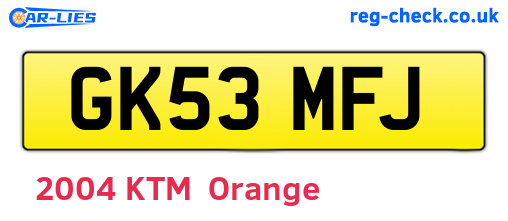 GK53MFJ are the vehicle registration plates.