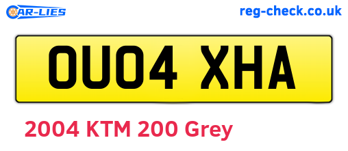 OU04XHA are the vehicle registration plates.