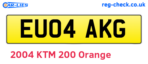EU04AKG are the vehicle registration plates.