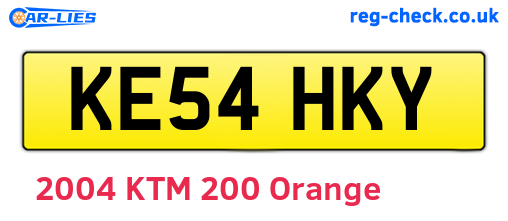 KE54HKY are the vehicle registration plates.