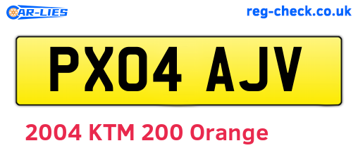 PX04AJV are the vehicle registration plates.
