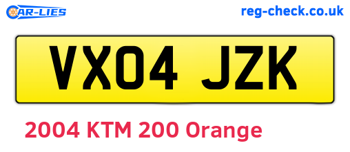 VX04JZK are the vehicle registration plates.