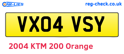 VX04VSY are the vehicle registration plates.