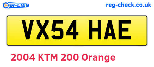 VX54HAE are the vehicle registration plates.