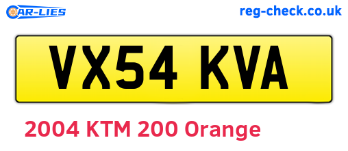 VX54KVA are the vehicle registration plates.