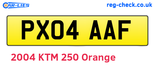 PX04AAF are the vehicle registration plates.