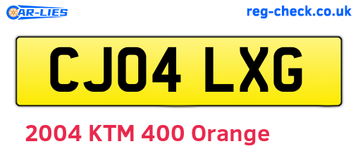 CJ04LXG are the vehicle registration plates.