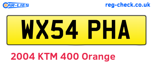 WX54PHA are the vehicle registration plates.