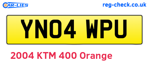 YN04WPU are the vehicle registration plates.