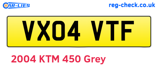 VX04VTF are the vehicle registration plates.