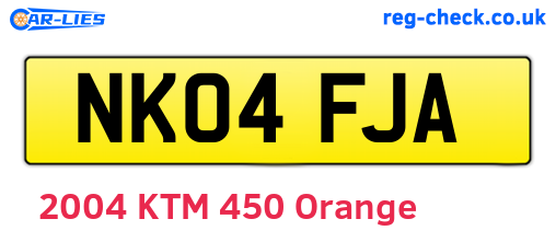 NK04FJA are the vehicle registration plates.