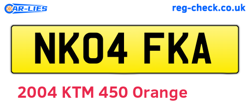 NK04FKA are the vehicle registration plates.