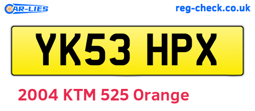 YK53HPX are the vehicle registration plates.