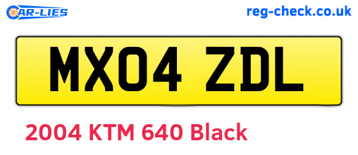 MX04ZDL are the vehicle registration plates.