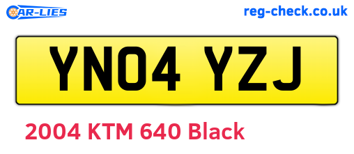 YN04YZJ are the vehicle registration plates.