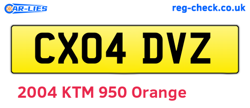 CX04DVZ are the vehicle registration plates.