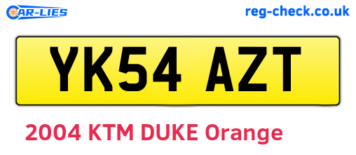 YK54AZT are the vehicle registration plates.