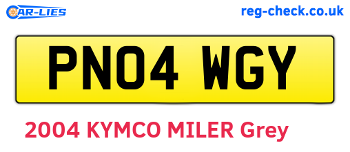 PN04WGY are the vehicle registration plates.
