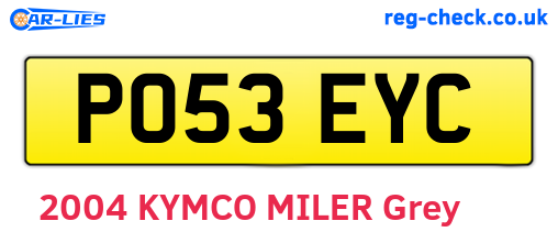 PO53EYC are the vehicle registration plates.
