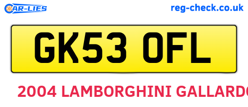 GK53OFL are the vehicle registration plates.