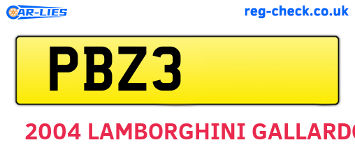 PBZ3 are the vehicle registration plates.