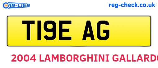 T19EAG are the vehicle registration plates.