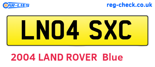 LN04SXC are the vehicle registration plates.