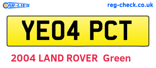 YE04PCT are the vehicle registration plates.
