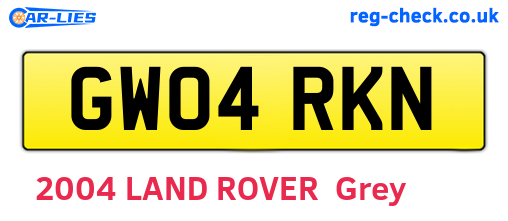 GW04RKN are the vehicle registration plates.