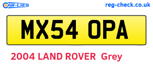 MX54OPA are the vehicle registration plates.