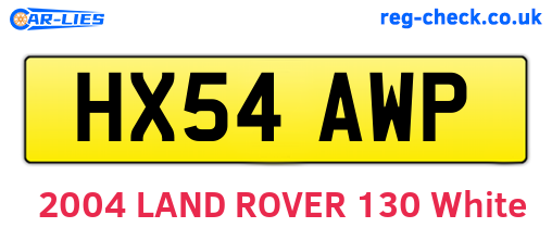 HX54AWP are the vehicle registration plates.