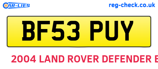 BF53PUY are the vehicle registration plates.