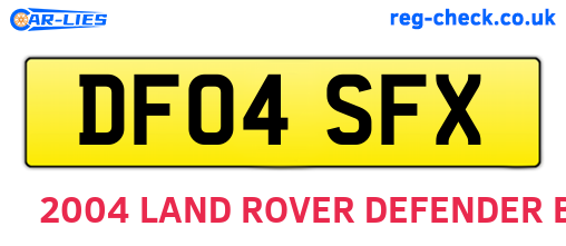 DF04SFX are the vehicle registration plates.