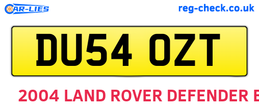 DU54OZT are the vehicle registration plates.