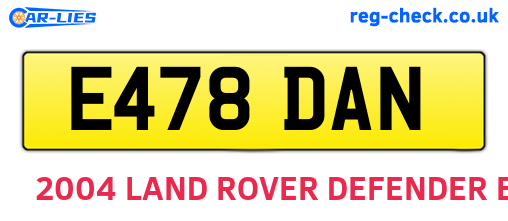 E478DAN are the vehicle registration plates.