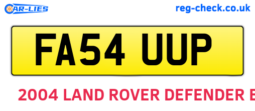 FA54UUP are the vehicle registration plates.