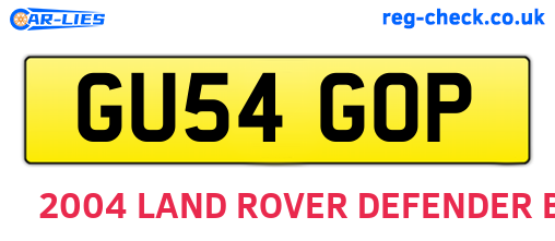 GU54GOP are the vehicle registration plates.