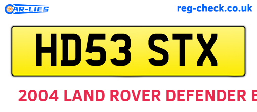 HD53STX are the vehicle registration plates.