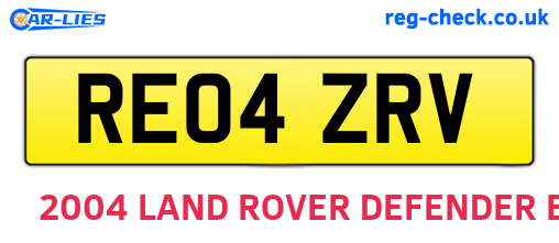 RE04ZRV are the vehicle registration plates.