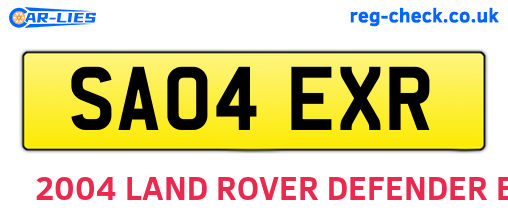 SA04EXR are the vehicle registration plates.