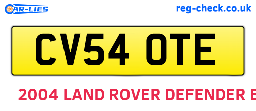 CV54OTE are the vehicle registration plates.
