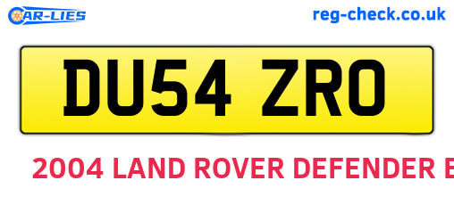 DU54ZRO are the vehicle registration plates.