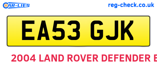 EA53GJK are the vehicle registration plates.