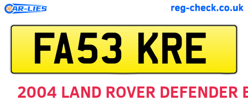FA53KRE are the vehicle registration plates.