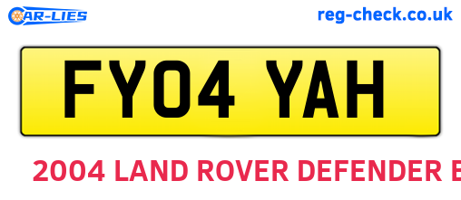 FY04YAH are the vehicle registration plates.