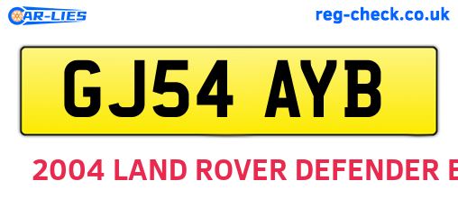 GJ54AYB are the vehicle registration plates.